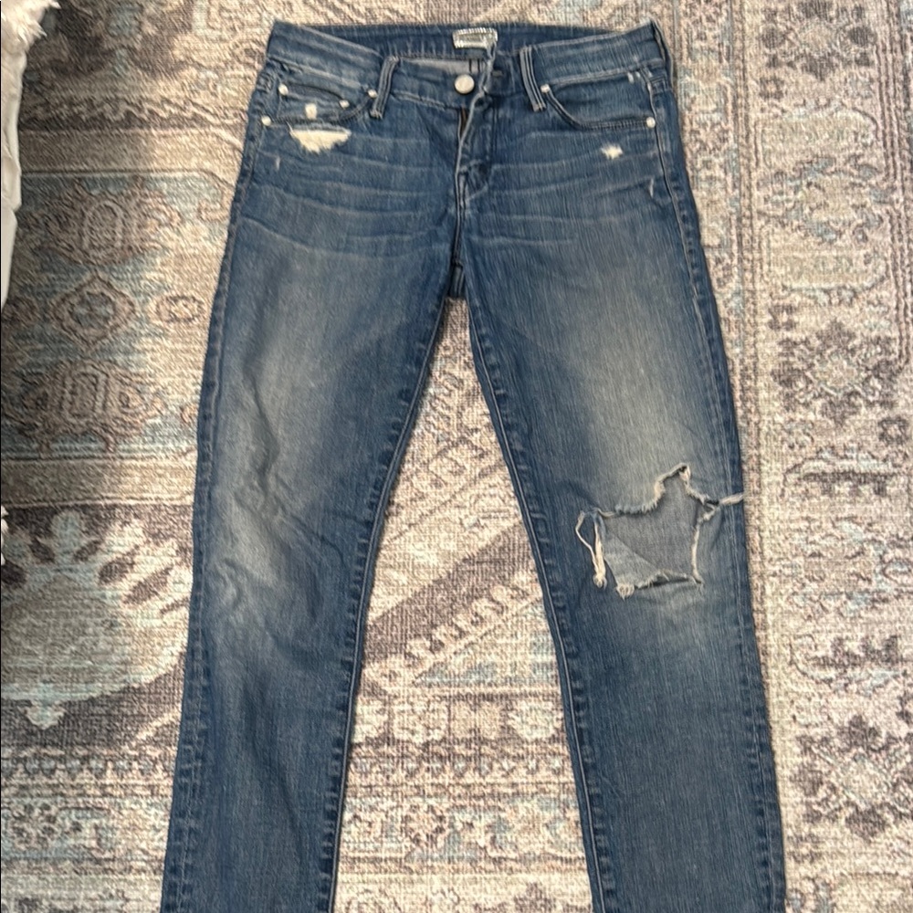 Distressed Blue Jeans